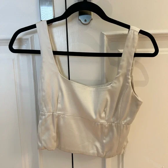 WHITE Aritzia Wilfred satin bustier - Picture 4 of 7